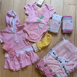 Pink Baby Clothing Set with Floral Onesie